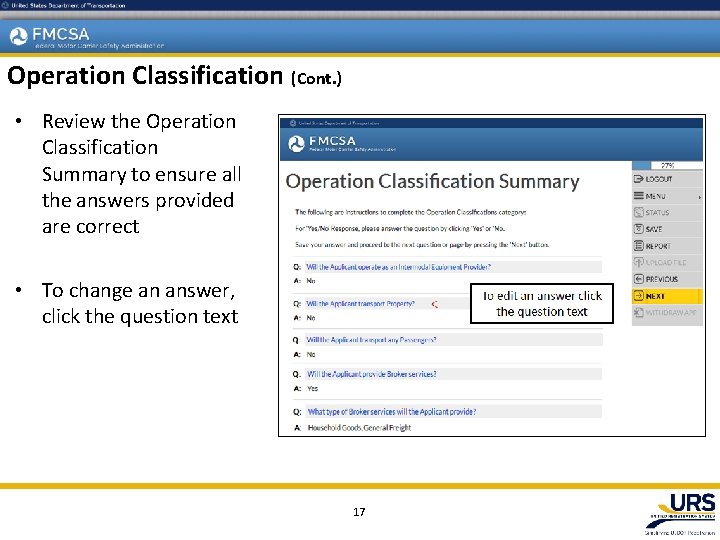 Operation Classification (Cont. ) • Review the Operation Classification Summary to ensure all the