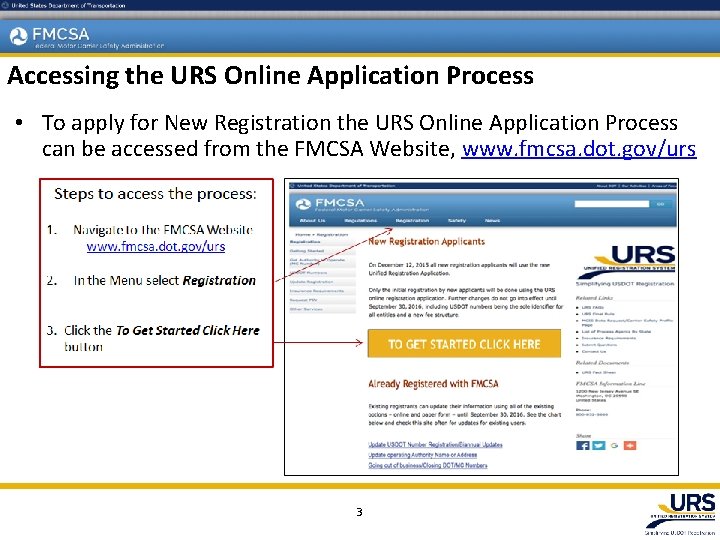 Accessing the URS Online Application Process • To apply for New Registration the URS