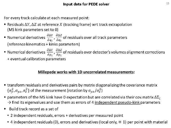 Input data for PEDE solver 15 