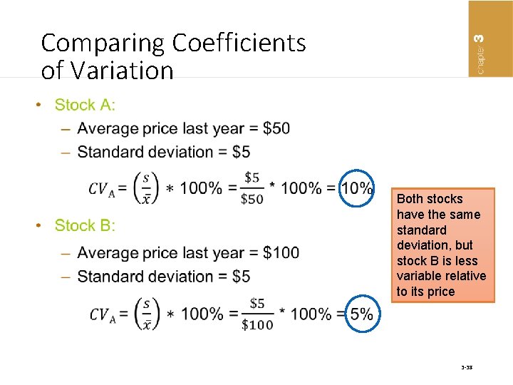 Comparing Coefficients of Variation • Both stocks have the same standard deviation, but stock