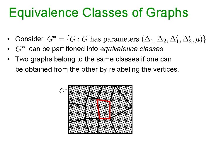 Equivalence Classes of Graphs • Consider • can be partitioned into equivalence classes •