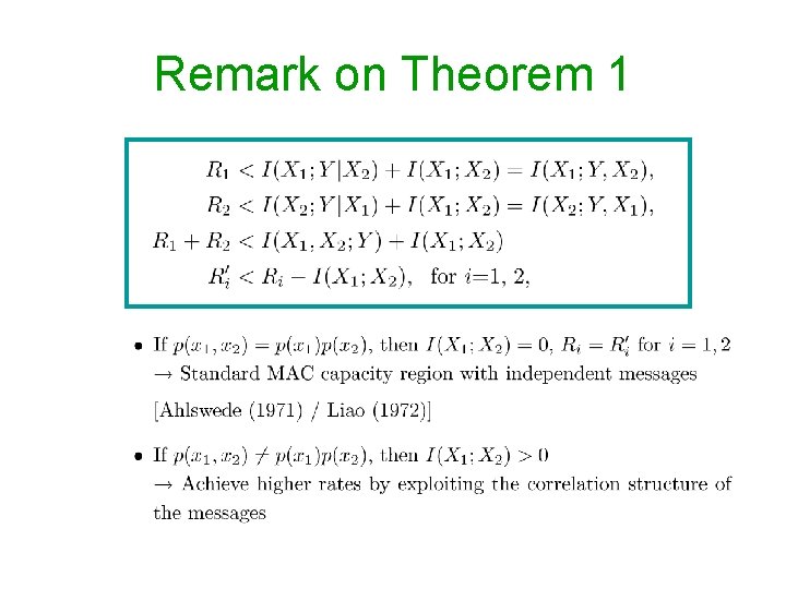 Remark on Theorem 1 