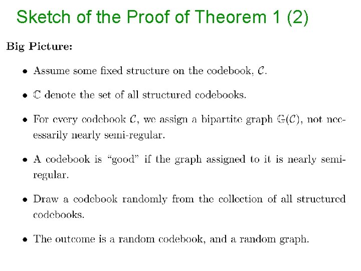 Sketch of the Proof of Theorem 1 (2) 