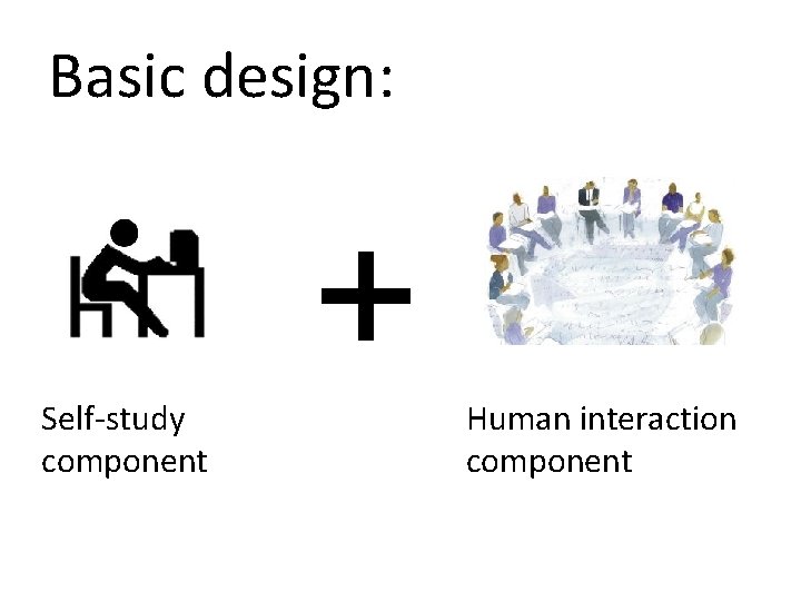 Basic design: Self-study component + Human interaction component 