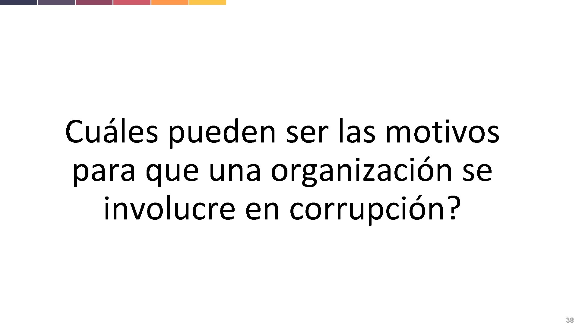 Cuáles pueden ser las motivos para que una organización se involucre en corrupción? 38