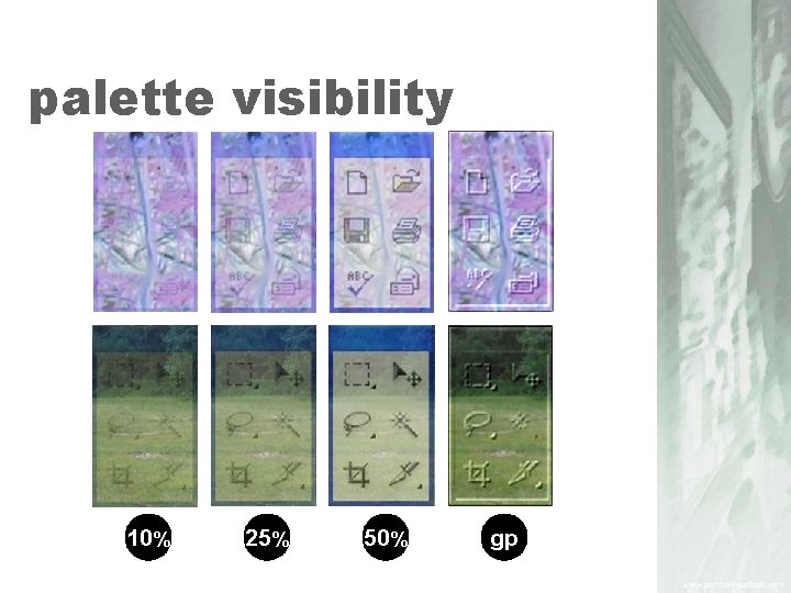 palette visibility 10% 25% 50% gp 