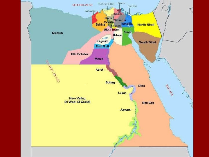 The 29 Regions or governorates of Egypt 