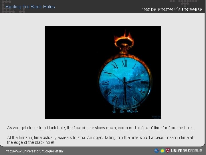 Hunting For Black Holes As you get closer to a black hole, the flow