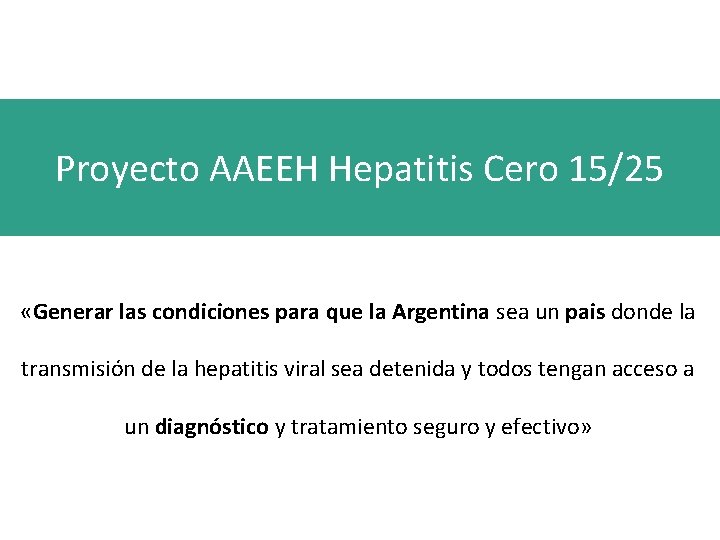 Proyecto AAEEH Hepatitis Cero 15/25 «Generar las condiciones para que la Argentina sea un