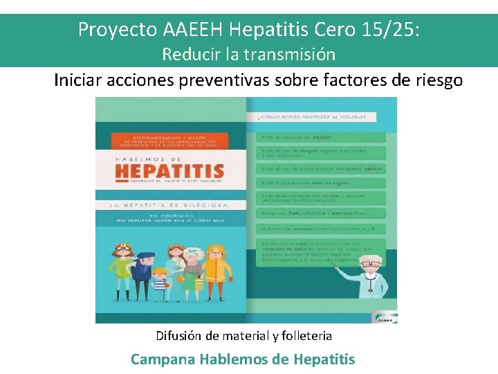 Proyecto AAEEH Hepatitis Cero 15/25: Reducir la transmisión Iniciar acciones preventivas sobre factores de