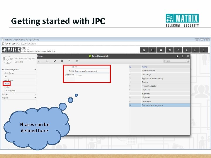 Getting started with JPC Phases can be defined here 