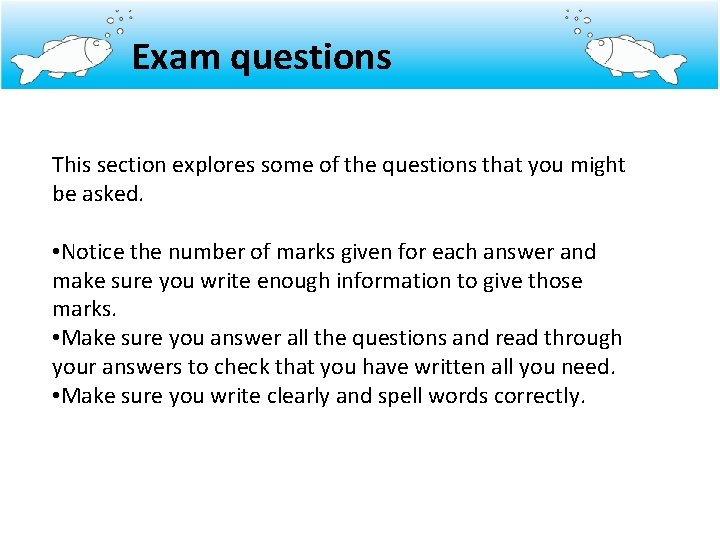 Exam questions This section explores some of the questions that you might be asked.