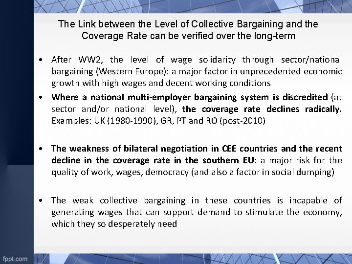 The Link between the Level of Collective Bargaining and the Coverage Rate can be