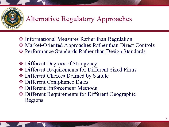Alternative Regulatory Approaches v Informational Measures Rather than Regulation v Market-Oriented Approaches Rather than