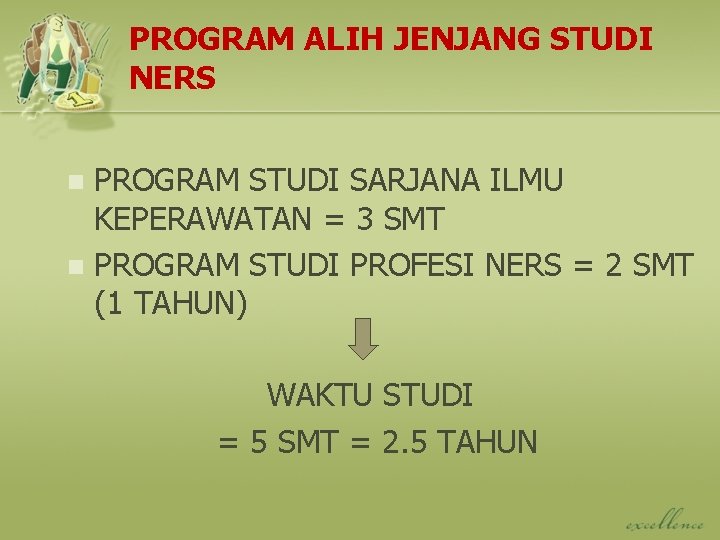 PROGRAM ALIH JENJANG STUDI NERS PROGRAM STUDI SARJANA ILMU KEPERAWATAN = 3 SMT n