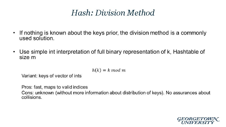 Hash: Division Method • 