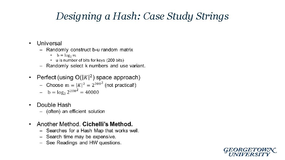 Designing a Hash: Case Study Strings • 