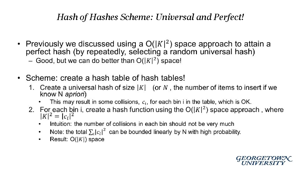 Hash of Hashes Scheme: Universal and Perfect! • 