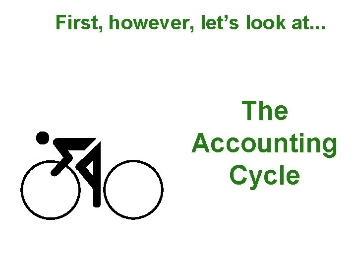 First, however, let’s look at. . . The Accounting Cycle 