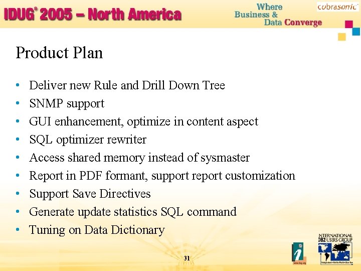 Product Plan • • • Deliver new Rule and Drill Down Tree SNMP support