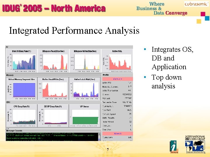 Integrated Performance Analysis • Integrates OS, DB and Application • Top down analysis 7