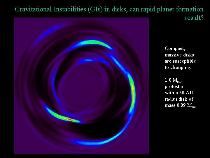 Gravitational Instabilities (GIs) in disks, can rapid planet formation result? Compact, massive disks are