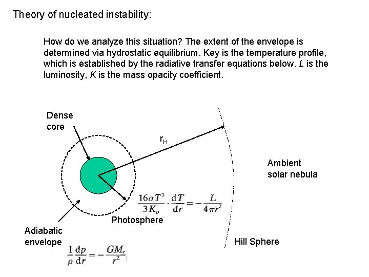 Theory of nucleated instability: How do we analyze this situation? The extent of the