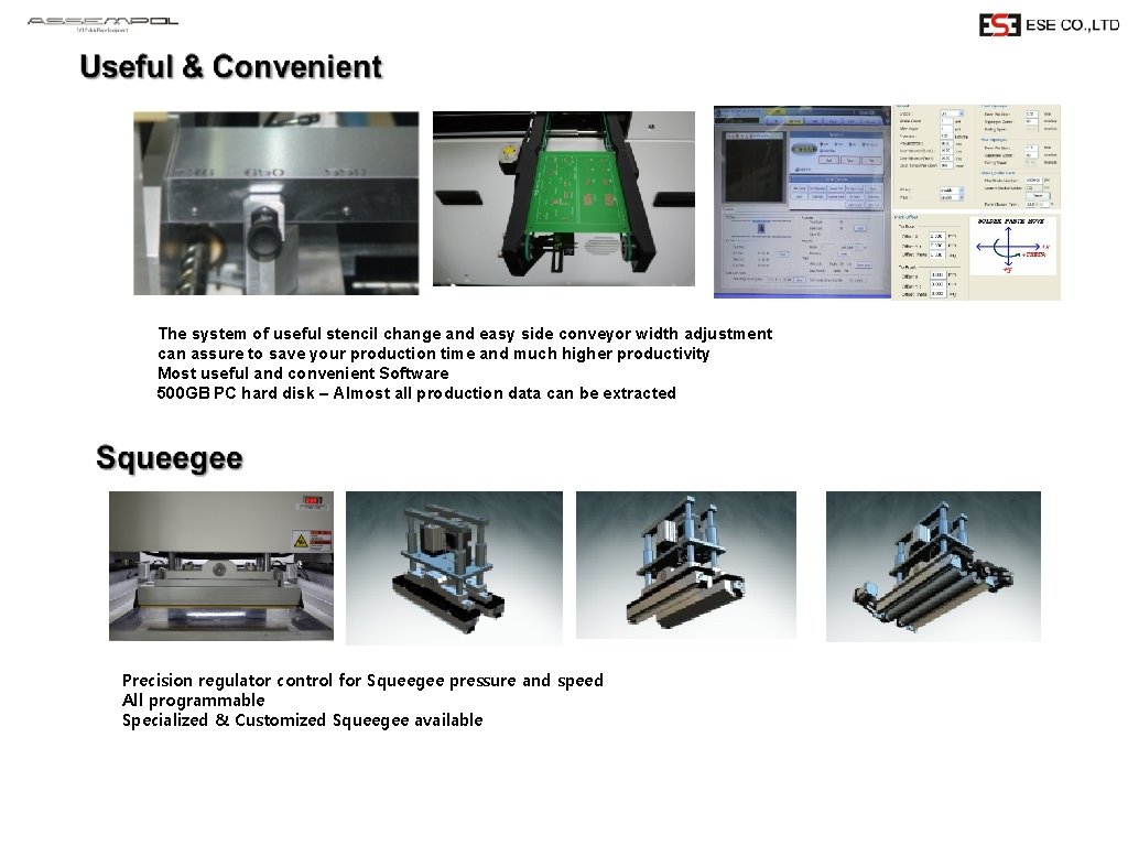 Y Clamp The system of useful stencil change and easy side conveyor width adjustment