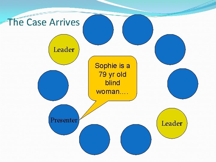 The Case Arrives Leader Sophie is a 79 yr old blind woman…. Presenter Leader