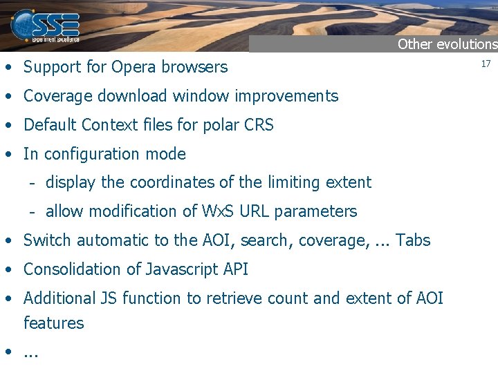 Other evolutions • Support for Opera browsers • Coverage download window improvements • Default