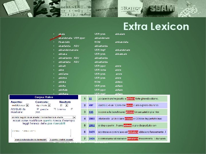  • • • • • • • abaia VER: pres abandonata VER: pper