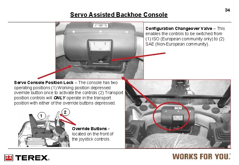 Servo Assisted Backhoe Console Configuration Changeover Valve – This enables the controls to be