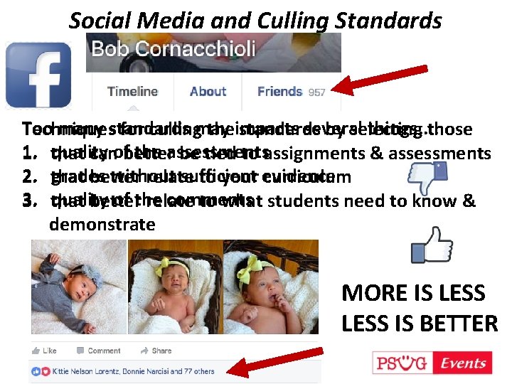 Social Media and Culling Standards Too many standards may impacts several things. . Techniques