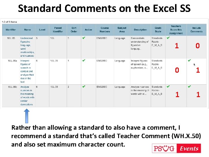 Standard Comments on the Excel SS 1 0 0 1 1 1 Rather than