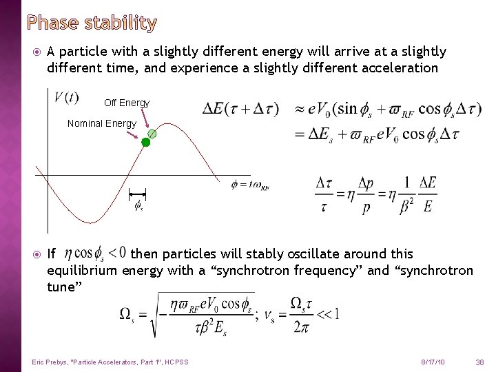  A particle with a slightly different energy will arrive at a slightly different