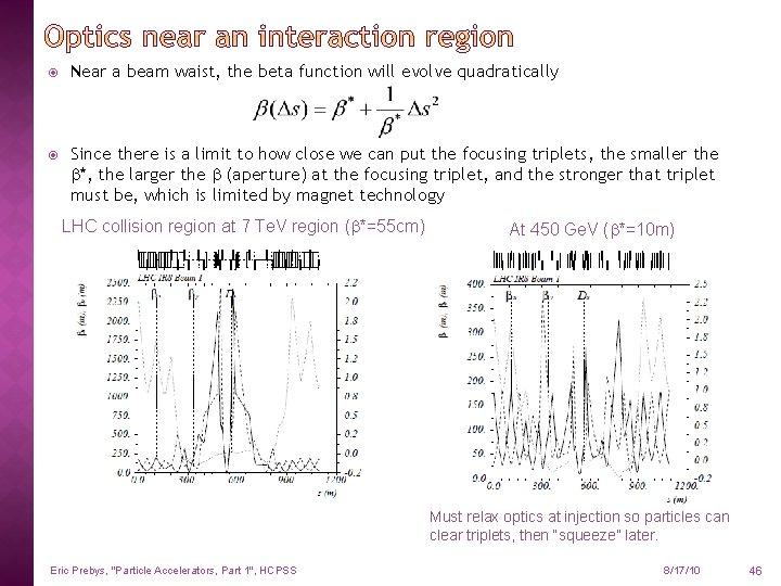  Near a beam waist, the beta function will evolve quadratically Since there is