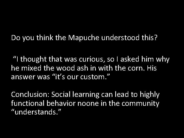 Do you think the Mapuche understood this? “I thought that was curious, so I
