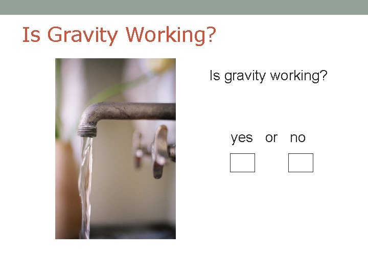 Is Gravity Working? Is gravity working? yes or no 