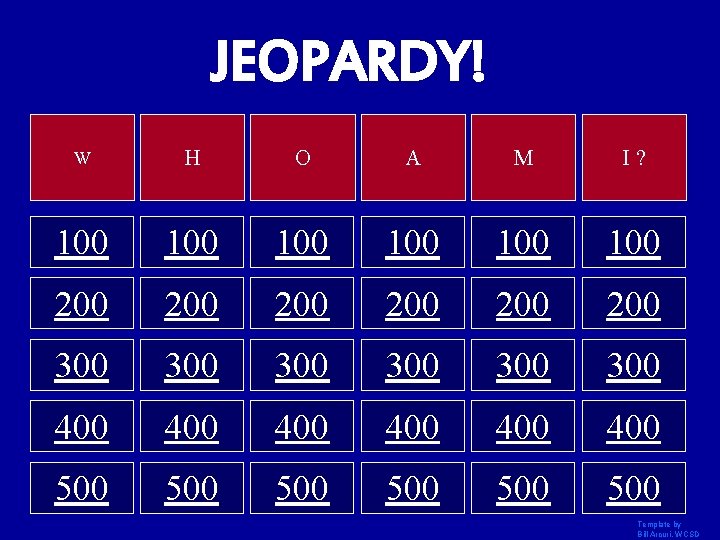 JEOPARDY! W H O A M I? 100 100 100 200 200 200 300
