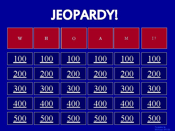 JEOPARDY! W H O A M I? 100 100 100 200 200 200 300