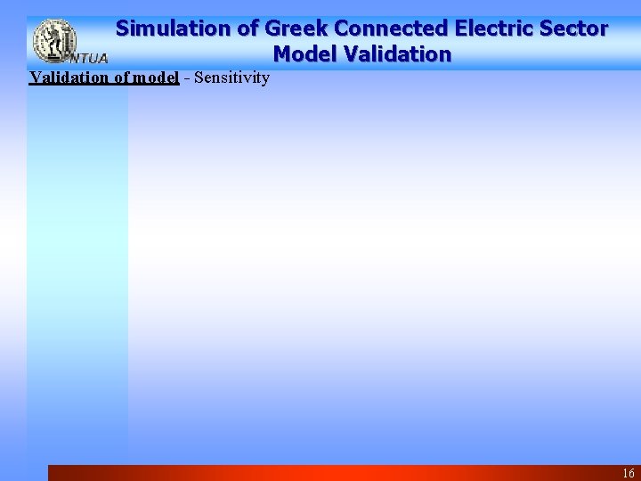 Simulation of Greek Connected Electric Sector Model Validation of model - Sensitivity 16 