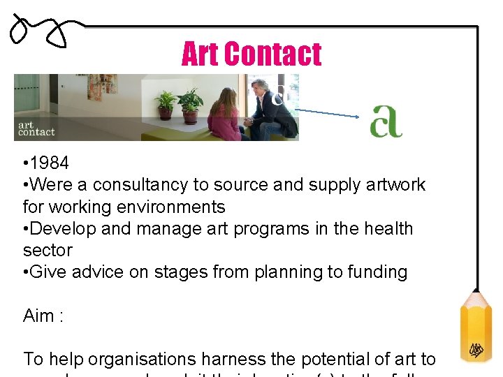 Art Contact • 1984 • Were a consultancy to source and supply artwork for