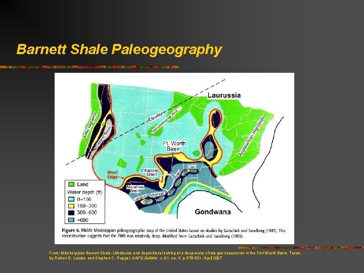 Barnett Shale Paleogeography From: Mississippian Barnett Shale: Lithofacies and depositional setting of a deep-water