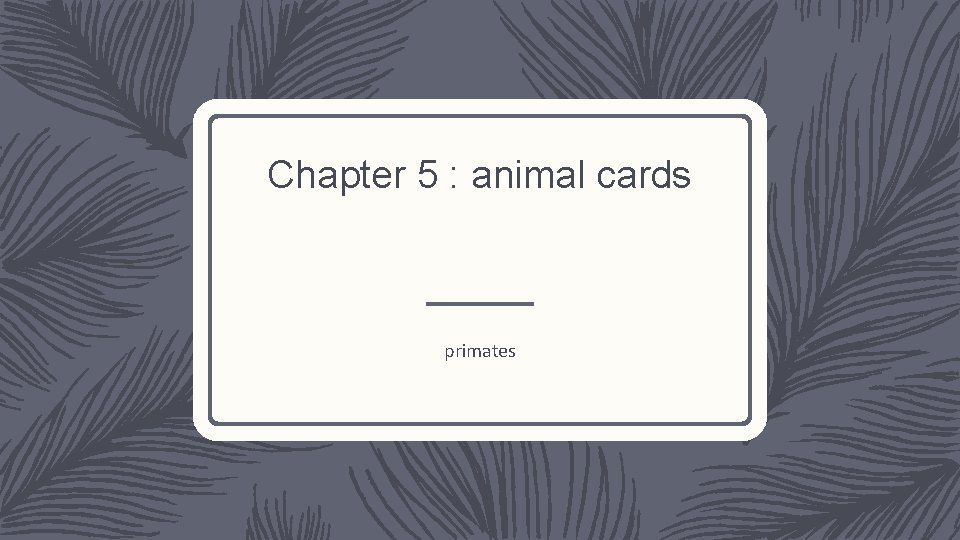 Chapter 5 : animal cards primates 