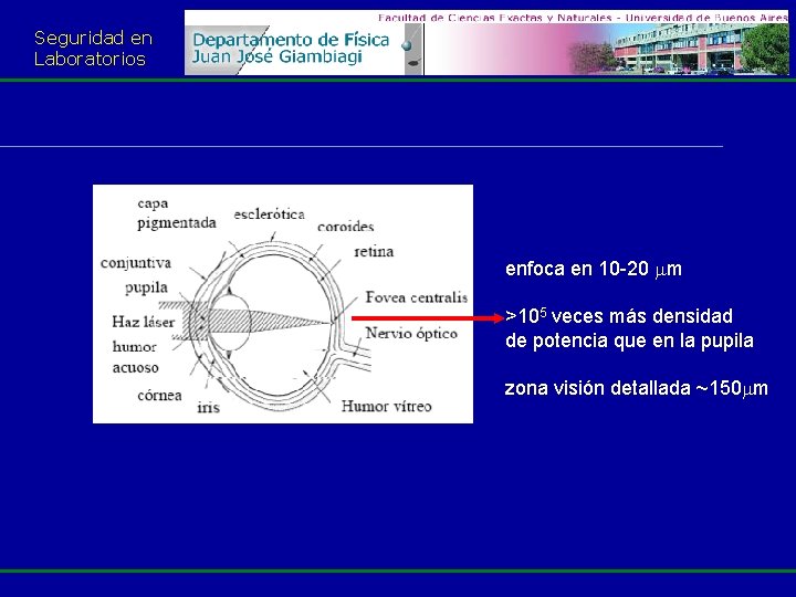 Seguridad en Laboratorios enfoca en 10 -20 m >105 veces más densidad de potencia