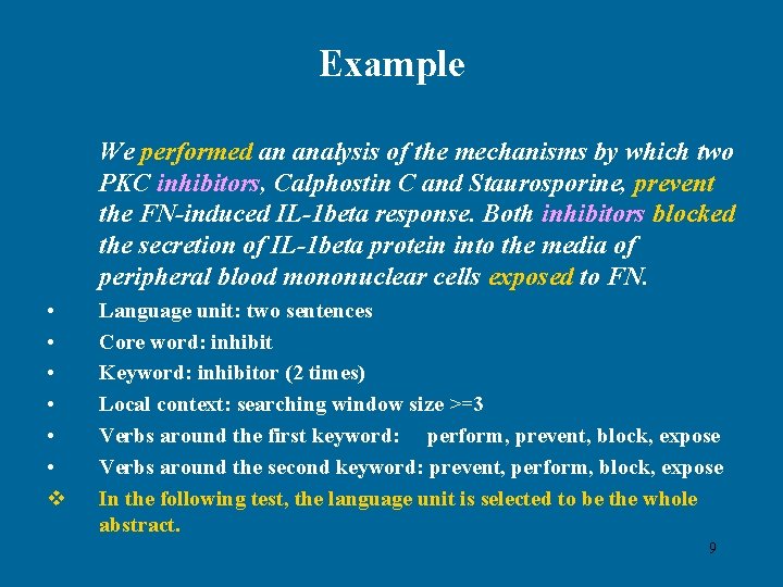 Example We performed an analysis of the mechanisms by which two PKC inhibitors, Calphostin