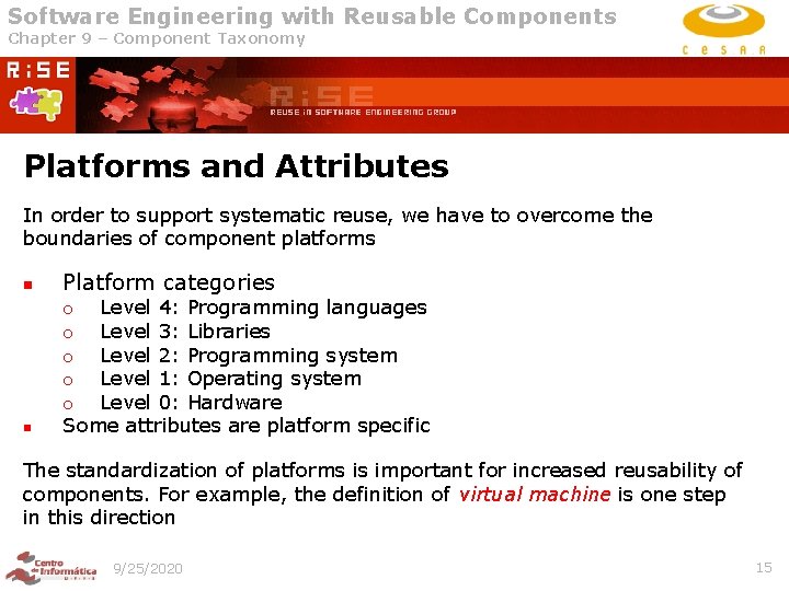 Software Engineering with Reusable Components Chapter 9 – Component Taxonomy Platforms and Attributes In Software Engineering with Reusable Components Chapter 9 – Component Taxonomy Platforms and Attributes In