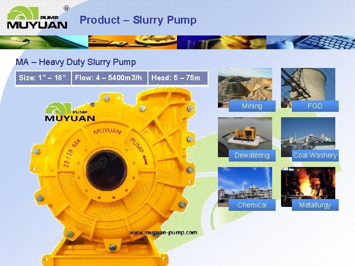Product – Slurry Pump MA – Heavy Duty Slurry Pump Size: 1” – 18”