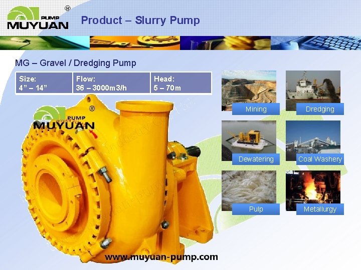 Product – Slurry Pump MG – Gravel / Dredging Pump Size: 4” – 14”