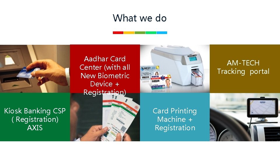 What we do Aadhar Card Center (with all New Biometric Device + Registration) Kiosk